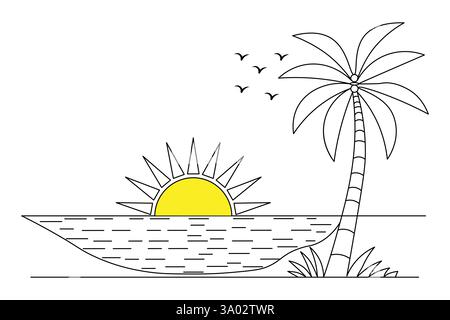 i tramonti sono bellissimi, artistici a linea singola e un'icona vettoriale minimalista isolata Illustrazione Vettoriale