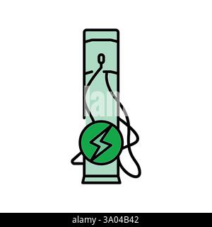 Icona della linea colorata dell'infrastruttura di ricarica. Elemento isolato vettoriale. Traccia modificabile. Illustrazione Vettoriale