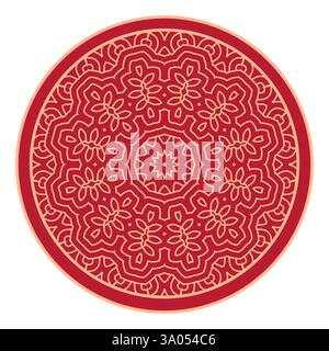 Motivo giapponese vettoriale in stile tradizionale geometrico orientale. Ornamento festivo per la decorazione lunare del nuovo anno cinese. Creativi asiatici rossi e dorati Illustrazione Vettoriale
