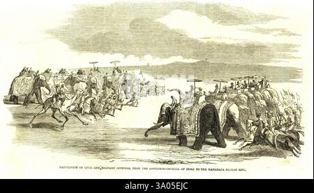 Deputazione di civili e militari da parte del governatore generale dell India per il Maharaja Gulab cantare Foto Stock