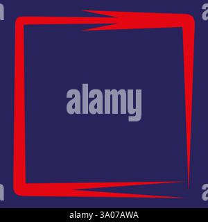 Pennello rosso quadrato. Grunge la forma della vernice. Tratto ruvido astratto. Elemento vettoriale. Illustrazione Vettoriale