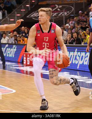 Bonn, Germania. 1 marzo 2025. Bodie Hume (Bonn), Telekom Baskets Bonn vs Rostock Seawolves, easyCredit BBL, Matchday 22, Bonn, 01.03.2025. Crediti: Juergen Schwarz/Alamy Live News Foto Stock