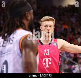Bonn, Germania. 1 marzo 2025. Bodie Hume (Bonn), Telekom Baskets Bonn vs Rostock Seawolves, easyCredit BBL, Matchday 22, Bonn, 01.03.2025. Crediti: Juergen Schwarz/Alamy Live News Foto Stock