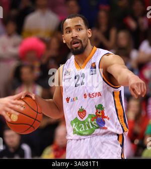 Bonn, Germania. 1 marzo 2025. Nijal Pearson (Rostock), Telekom Baskets Bonn vs Rostock Seawolves, easyCredit BBL, Matchday 22, Bonn, 01.03.2025. Crediti: Juergen Schwarz/Alamy Live News Foto Stock
