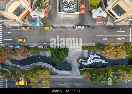 Vista aerea del canale di Taichung Lyuchuan, il fiume verde, a Taichung, Taiwan Foto Stock