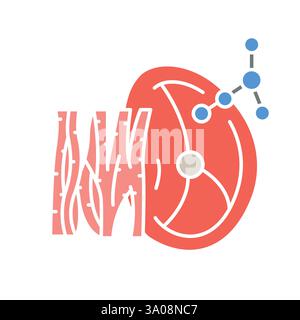 icona della linea nera del tessuto muscolare. Elemento isolato vettoriale. Traccia modificabile. Illustrazione Vettoriale