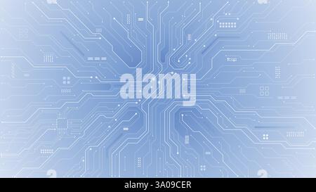 La tecnologia ha collegato linee bianche con elementi elettronici su tech bg. Illustrazione Vettoriale