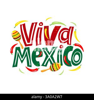 Scritta viva mexico su bianco, illustrazione vettoriale EPS 10 Illustrazione Vettoriale