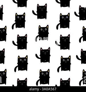 Simpatici gatti senza cuciture, vettoriale EPS10 Illustrazione Vettoriale