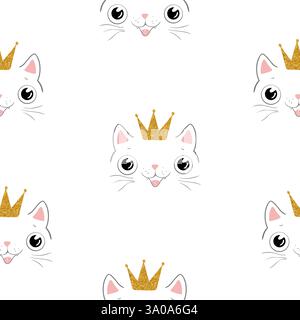 Simpatico motivo senza cuciture per gatti. Per carta da parati da stampa, vestiti per neonati, maglietta, bambino, carta da parati da imballaggio Illustrazione Vettoriale