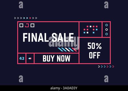 Banner techno per grandi vendite Illustrazione Vettoriale
