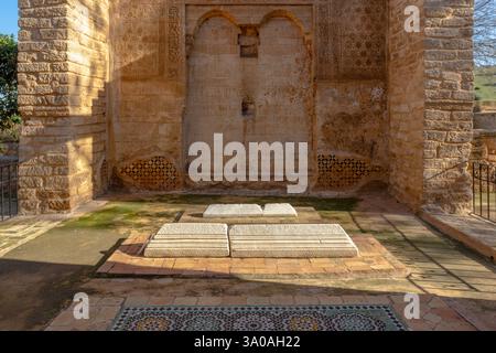 La Chellah, situata sulla riva sud dell'estuario del Bou Regreg a Rabat, in Marocco, è una necropoli medievale musulmana e sito archeologico. Foto Stock