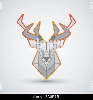 Il moderno logo della testa di cervo può essere utilizzato per il logo aziendale o per il design geometrico dell'abbigliamento Illustrazione Vettoriale