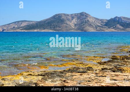 La costa meridionale dell'isola di Ano Koufonisi. Koufonisia, piccole Cicladi, Grecia Foto Stock