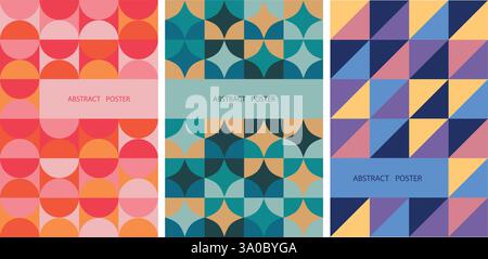 Serie di moderni poster geometrici astratti. Illustrazione Vettoriale