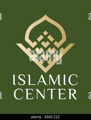 Centro islamico Logo Moschea Dome e concetto di ornamento Illustrazione Vettoriale