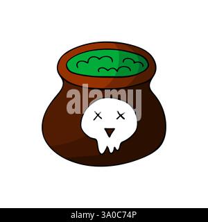 Elemento decorativo, scrapbooking. Pozione. Illustrazione di Halloween in stile disegno a mano. Elemento del tuo design, icona carina, segno, simbolo, spilla, etichetta, logo Illustrazione Vettoriale