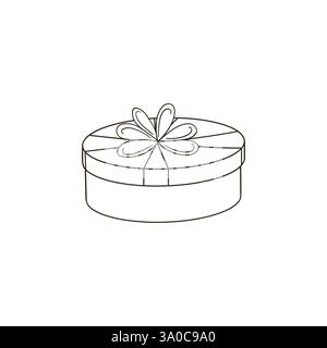 Regalo, regalo, sorpresa. Elementi di arredo per la casa. Illustrazione natalizia in stile disegno a mano. Elemento del tuo design, icona carina, segno, simbolo, spilla, etichetta Illustrazione Vettoriale