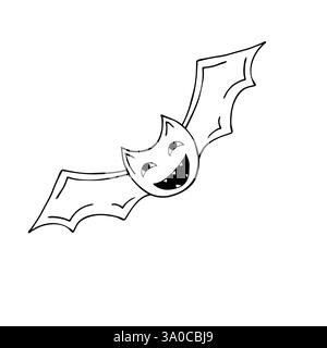 Elemento decorativo, scrapbooking. BAT. Illustrazione di Halloween in stile disegno a mano. Elemento del tuo design, icona carina, segno, simbolo, spilla, etichetta Illustrazione Vettoriale