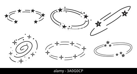 Effetti grafici di elementi emoticon fumettistici o manga vertigini disegnati a mano e ambientati isolati su sfondo bianco. Stile cartoni animati Illustrazione Vettoriale
