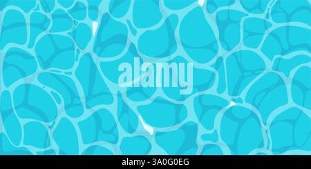 Superficie blu trasparente con riflessi della luce del sole in una texture da gioco in stile cartoni animati Illustrazione Vettoriale