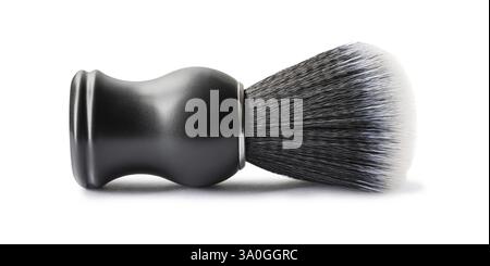 Spazzola da barba classica nera isolata su sfondo bianco Foto Stock