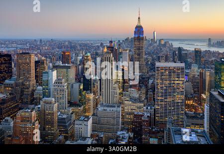Orizzonte di New York City, Stati Uniti d'America Foto Stock