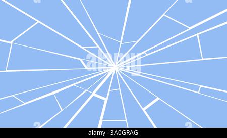 Vettoriale danneggiato del vetro bianco blu. Grafica in vetro incrinato. Illustrazione Vettoriale