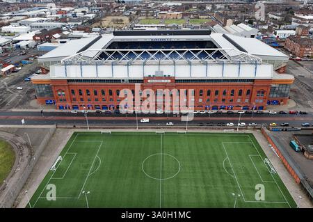 Una vista generale dello Stadio Ibrox, sede del Glasgow Rangers FC. Data foto: Martedì 4 marzo 2025. Foto Stock