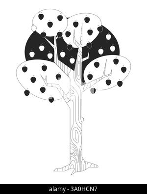 Oggetto linea 2D Apple Tree Illustrazione Vettoriale