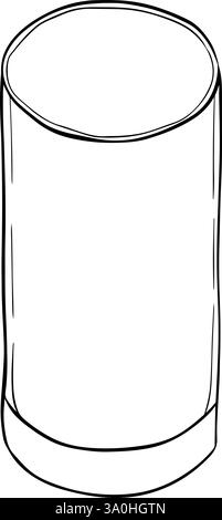 Vetro trasparente per illustrazione con linee grafiche limonate. Vaso in vetro isolato vettoriale con contorno su sfondo bianco Illustrazione Vettoriale