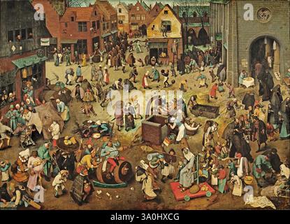 La lotta tra Carnevale e Quaresima. Pieter Brueghel il Vecchio. 1559. Foto Stock