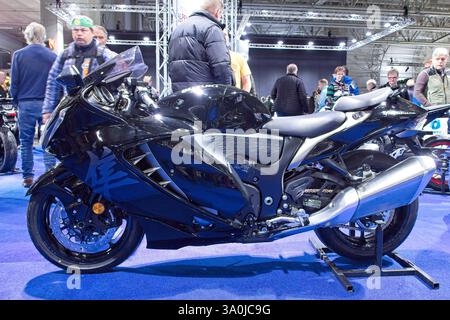 Pasila, Helsinki, Finlandia – gennaio 31. 2025 : Suzuki Hayabusa in mostra alla MP 25 Motorcycle Fair di Messukeskus Helsinki. Foto Stock