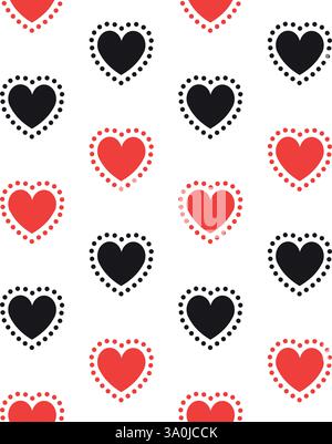 Modello senza cuciture vettoriale del cuore scandinavo piatto Illustrazione Vettoriale