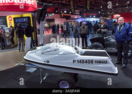Pasila, Helsinki, Finlandia – gennaio 31. 2025 : moto d'acqua Yamaha Superjet in mostra alla MP 25 Motorcycle Fair di Messukeskus Helsinki. Foto Stock