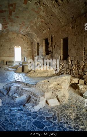 Struttura interna in pietra all'Acropoli. Foto Stock