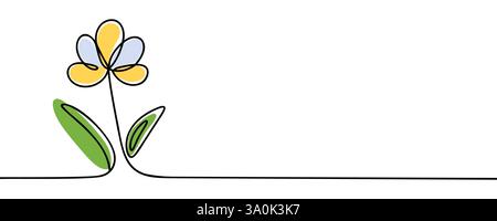 Flower disegno continuo su una linea. Illustrazione Vettoriale