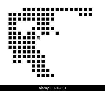 Mappa dei simboli di Daly City (California) che mostra la città con un motivo di poche piazze nere Illustrazione Vettoriale