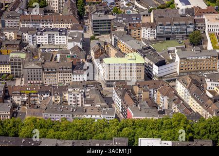 Vista aerea, centro città Schloßstraße all'angolo di Kohlenkamp, zona pedonale con vegetazione, edifici commerciali, Altstadt i, Mülheim an der Ruhr, Ruhr ar Foto Stock