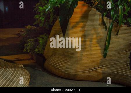 Un'installazione giardino interno a New York mette in mostra un'armoniosa miscela di natura e architettura. Foto Stock