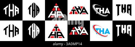 Design con logo Letter in sei stili. Poligono, cerchio, triangolo, esagono, piatto e semplice, con logo lettera di variazione colore bianco e nero Illustrazione Vettoriale