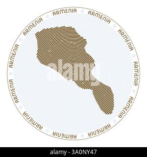Archi radiali a forma di Armenia. Icona Country round. Poster di design del logo Armenia. Illustrazione vettoriale fredda. Illustrazione Vettoriale