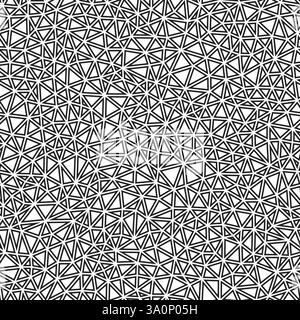 Sfondo triangoli. Piccoli triangoli. Stile bianco e nero. Sagome geometriche delineate. Modello ripetibile. Contrasto monocromatico. Illustrazione Vettoriale
