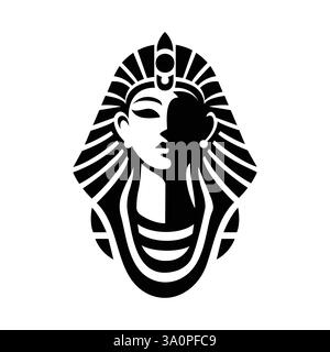 Illustrazione vettoriale piatta del logo Egypt Pharaon isolata su sfondo bianco Illustrazione Vettoriale