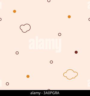 Motivo bohémien senza cuciture con cerchi di nuvole kawaii. Illustrazione Vettoriale