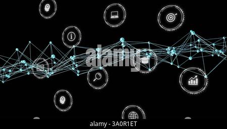 Immagine delle icone delle connessioni di rete tramite supporti Foto Stock