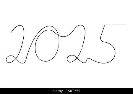 2025 disegno vettoriale continuo su una linea Illustrazione Vettoriale