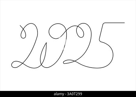 2025 disegno vettoriale continuo su una linea Illustrazione Vettoriale