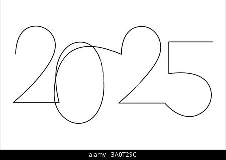 2025 disegno vettoriale continuo su una linea Illustrazione Vettoriale