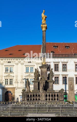 Pilsen, Repubblica Ceca - 2 gennaio 2020: Pilastro storico della Santissima Trinità, pilastro della peste, Karlovy Vary, Repubblica Ceca Foto Stock